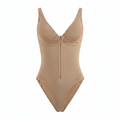 GEORGIA SEAMLESS ZIPPER BODYSUIT - KHAKI