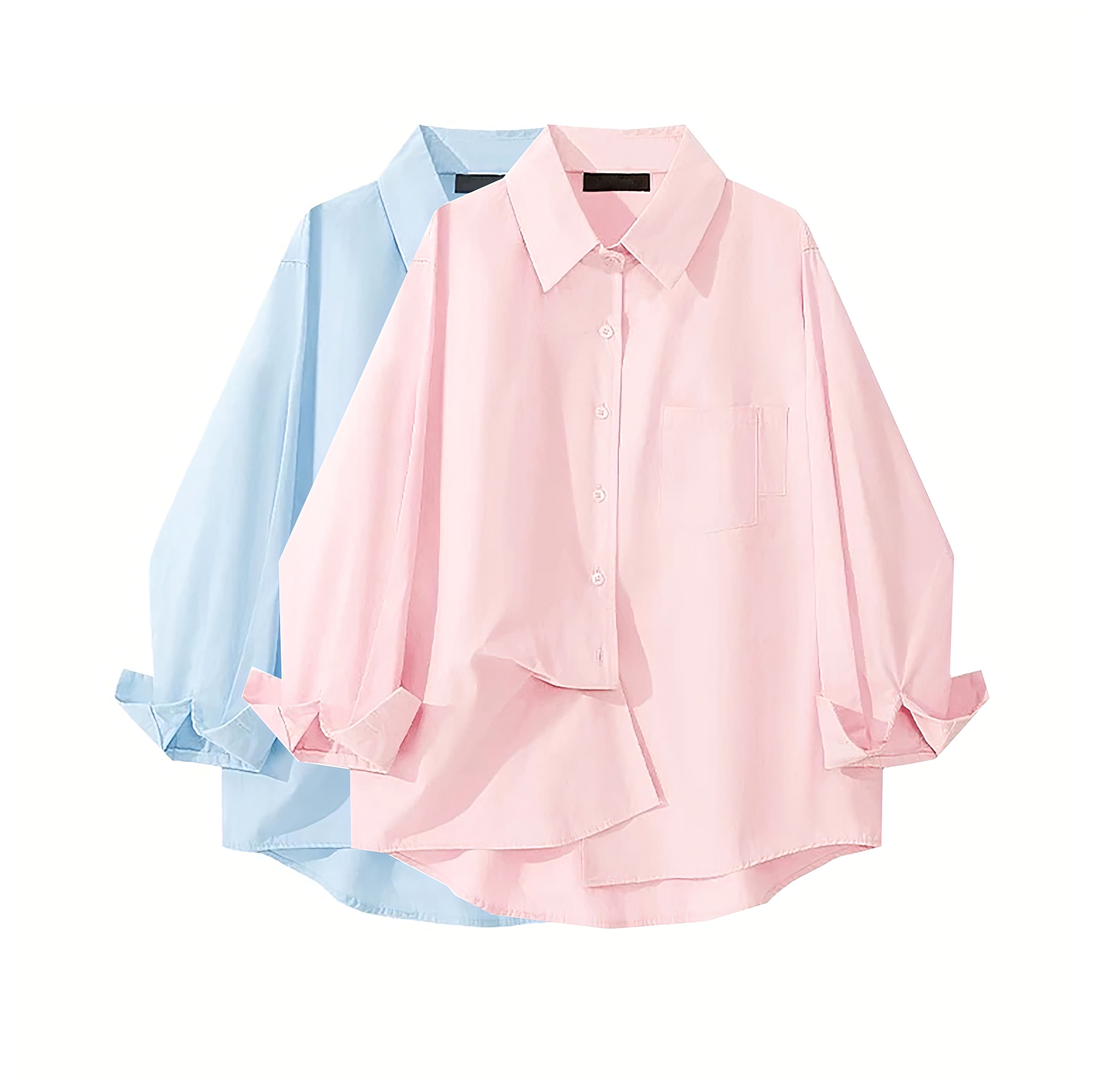 PICNIC DATE LOOSE FIT LONG SLEEVE SHIRT - PINK / BLUE
