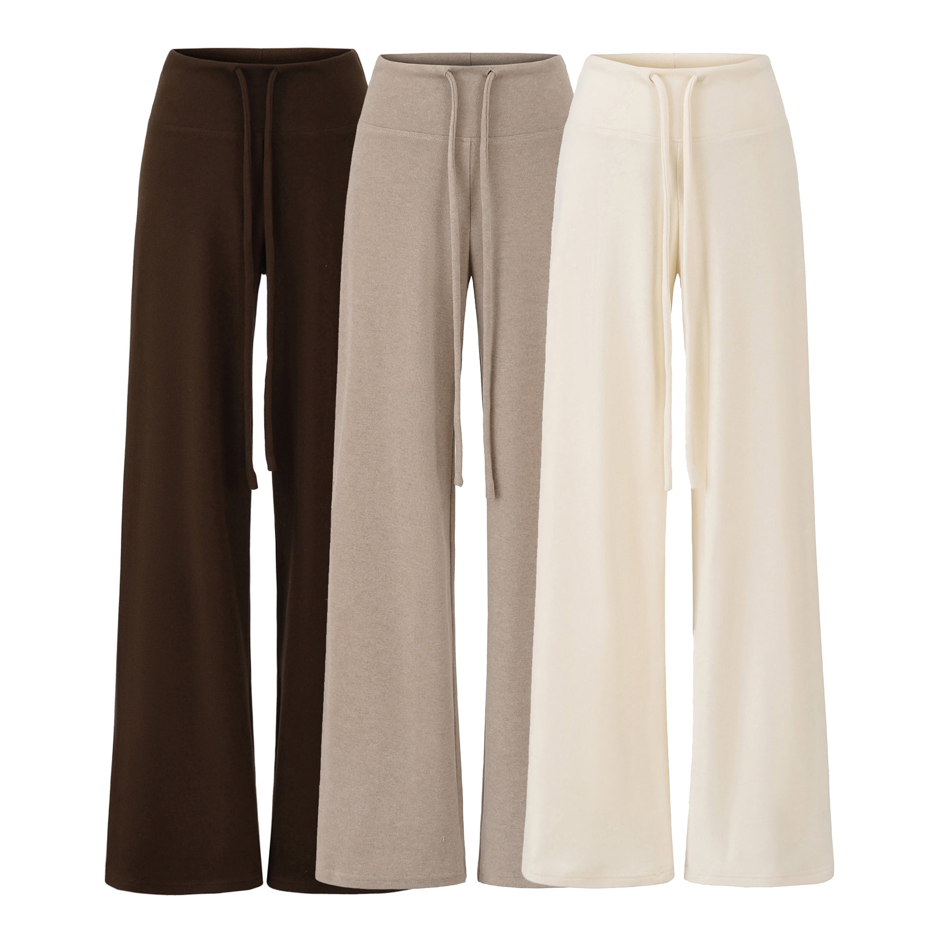 SUNDAY BRUNCH WIDE LEG PANT - CREAM / BEIGE / DARK BROWN