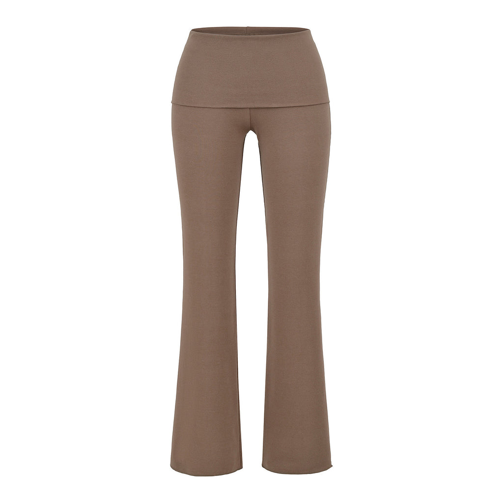 CRUSHING ON YOU FOLD OVER PANT - STONE / MOCHA BROWN