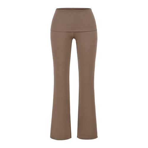 CRUSHING ON YOU FOLD OVER PANT - STONE / MOCHA BROWN
