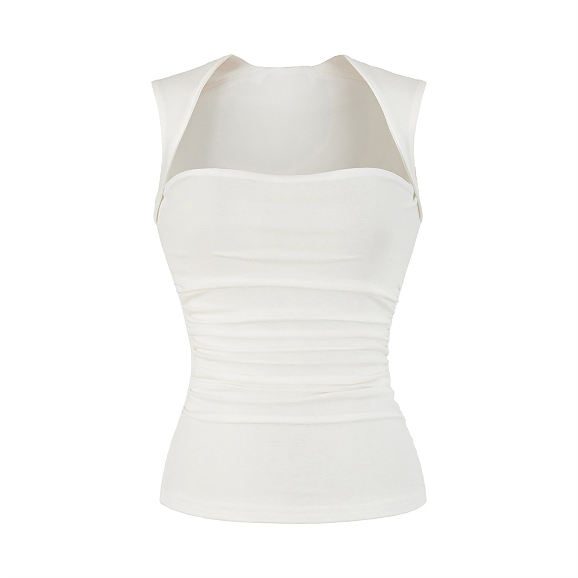 DIA SQUARE NECK SLEEVELESS TOP - WHITE / BLACK