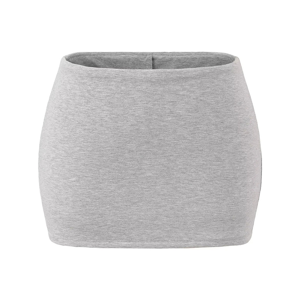 EYES ON ME STRAPLESS HALTER TOP & MINI SKORT SET - WHITE / GRAY / BLACK