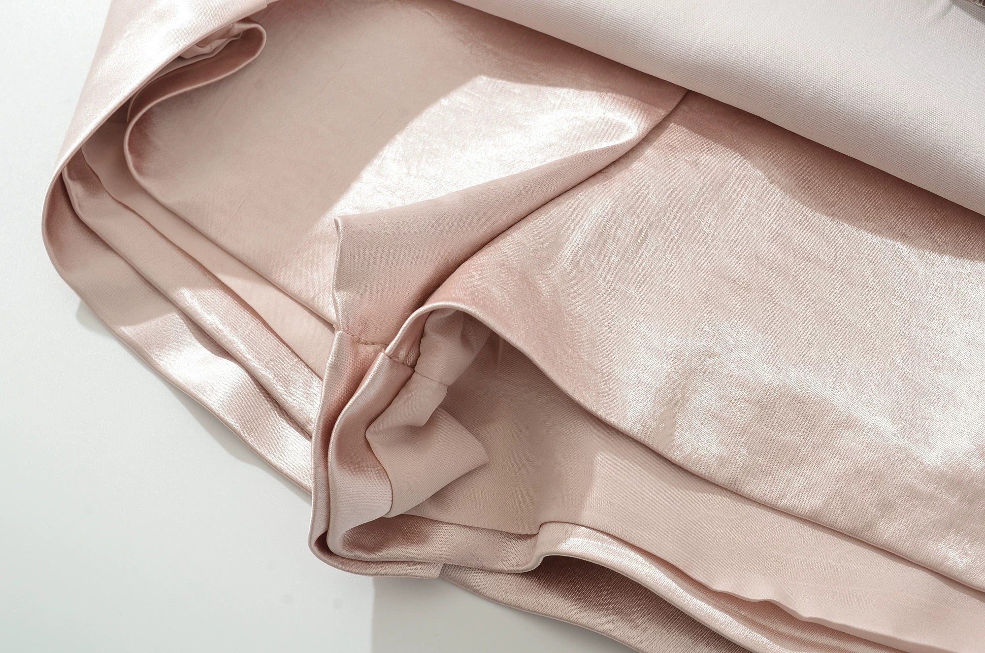 LORA SATIN LOW RISE MINI SKIRT - PINK