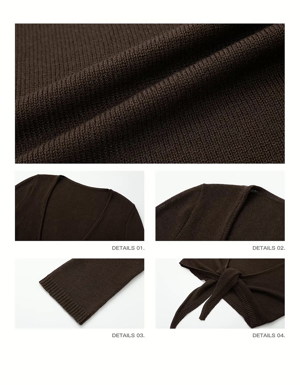 【IAMXIAA】 MERCERIZED WOOL V NECK CROPPED LAYERED CARDIGAN - DARK BROWN / BLACK