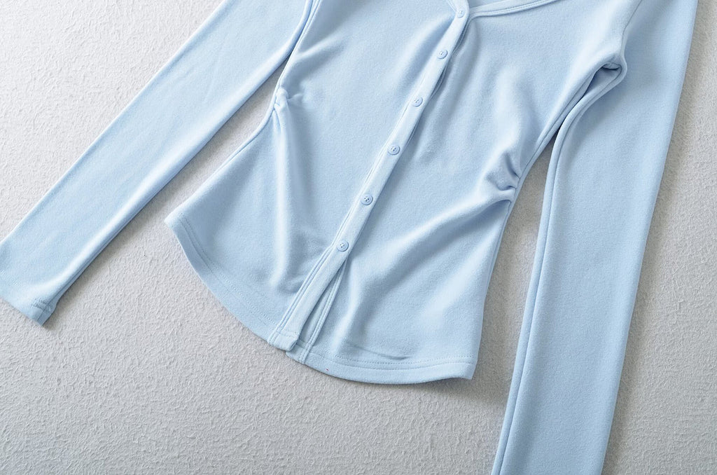 TOO SWEET BUTTON UP CARDIGAN TOP - LIGHT BLUE