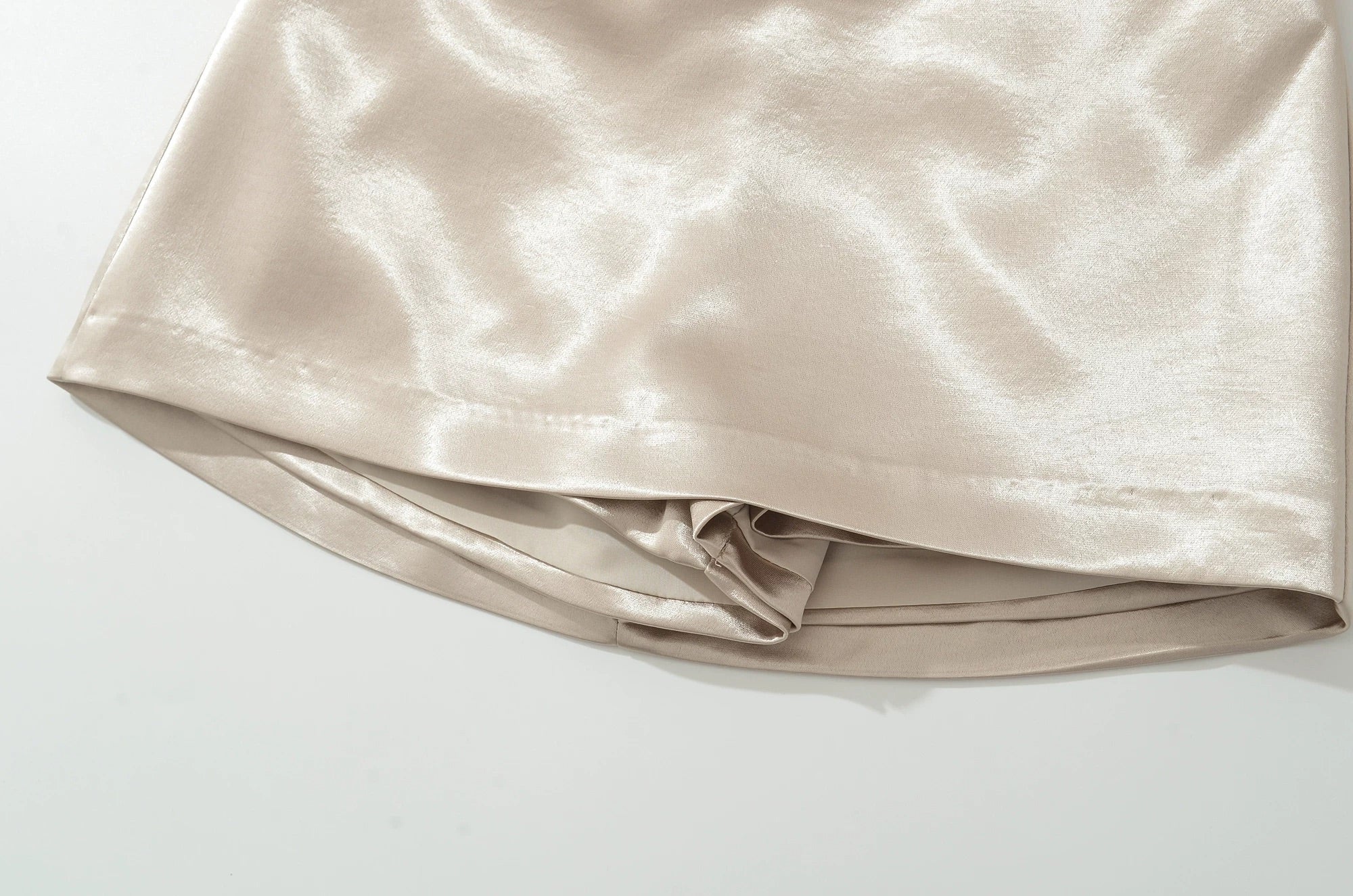 LORA SATIN LOW RISE MINI SKIRT - CHAMPAGNE