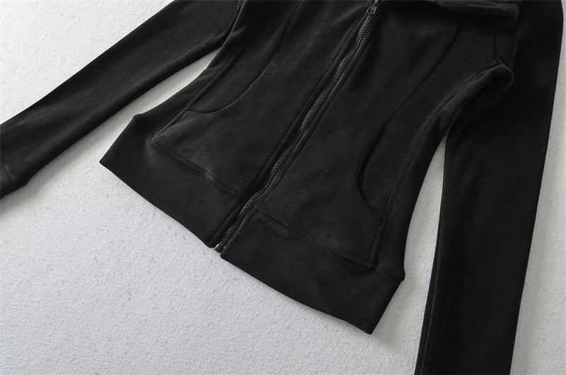 SOFT GIRL ERA ZIP UP HOODIE - BLACK