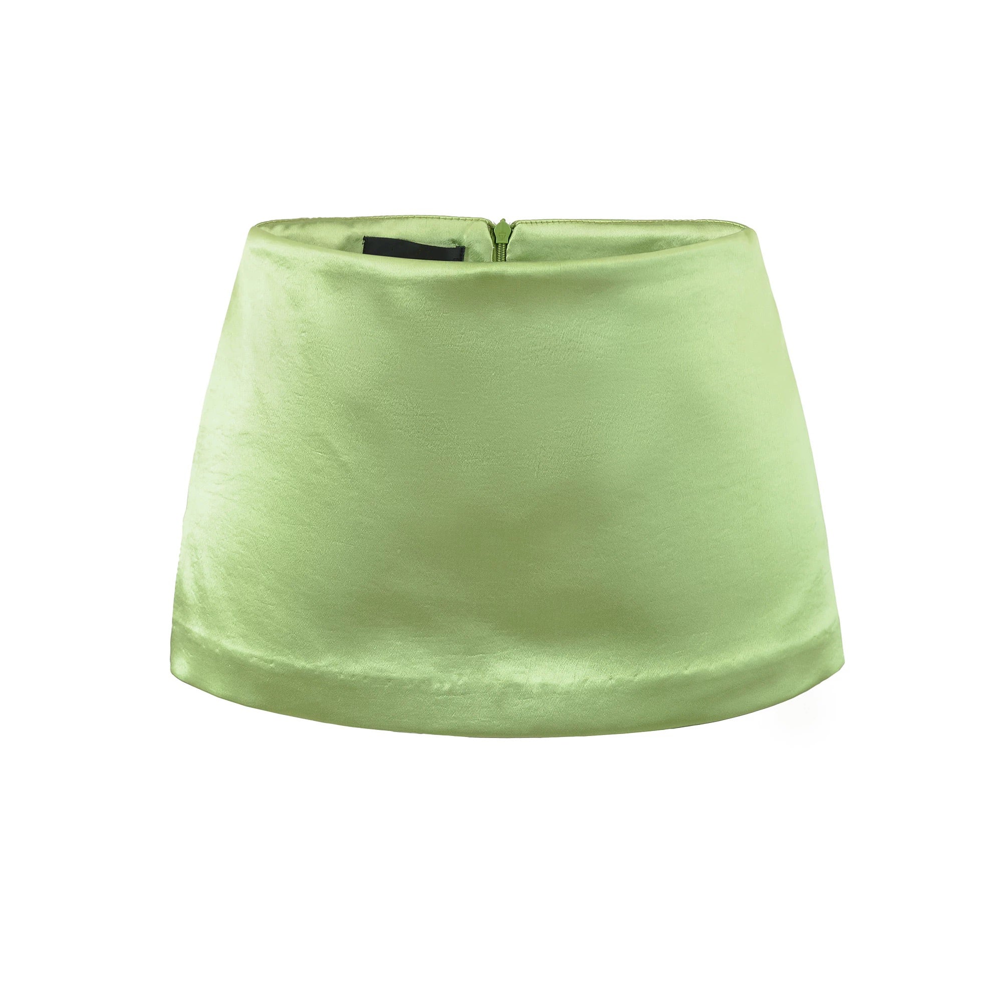 LORA SATIN LOW RISE MINI SKIRT - GREEN