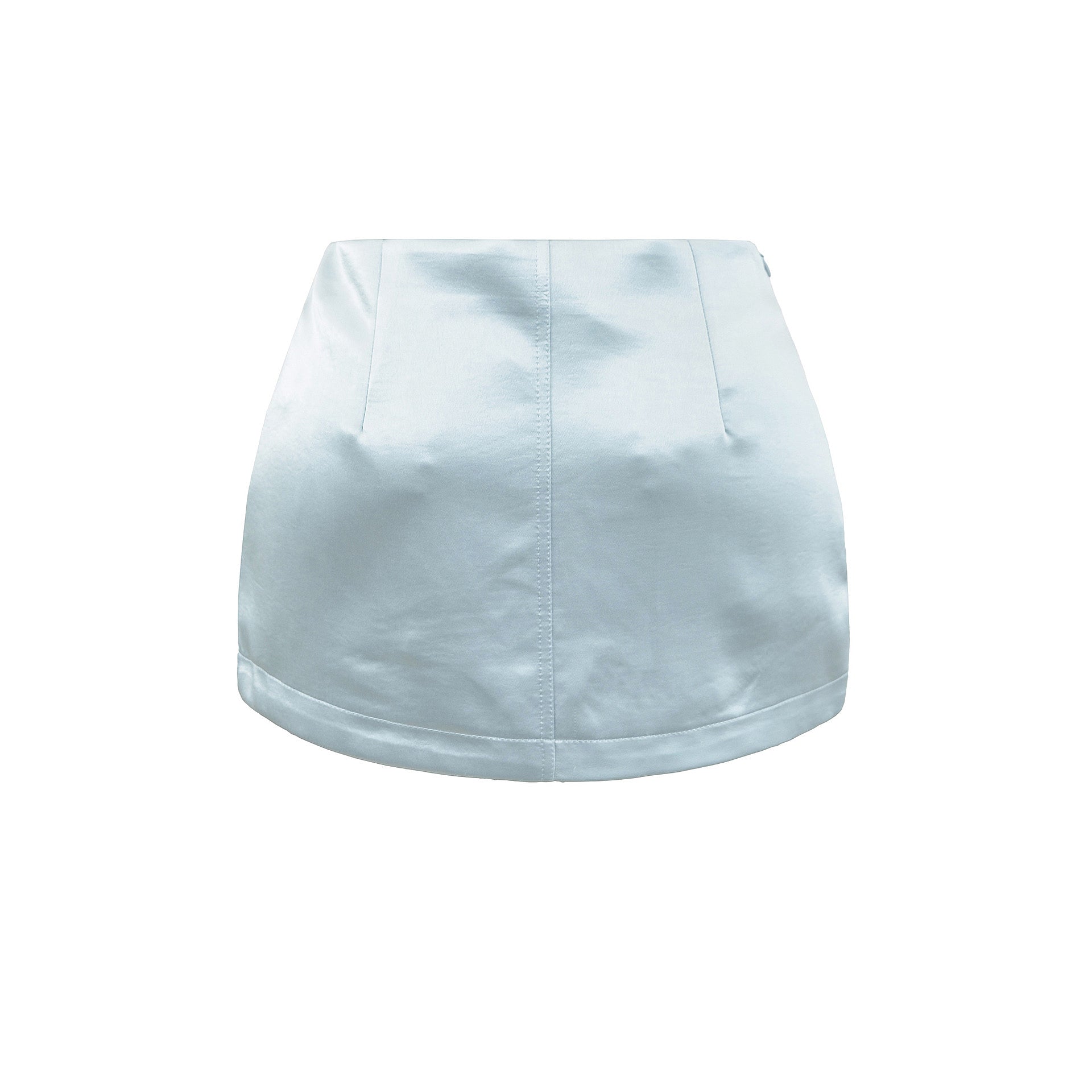 LORA SATIN LOW RISE MINI SKIRT - ICE BLUE / SILVER GRAY