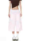 GISELLE FOLD OVER CROPPED TROUSER - PINK / SAGE GREEN