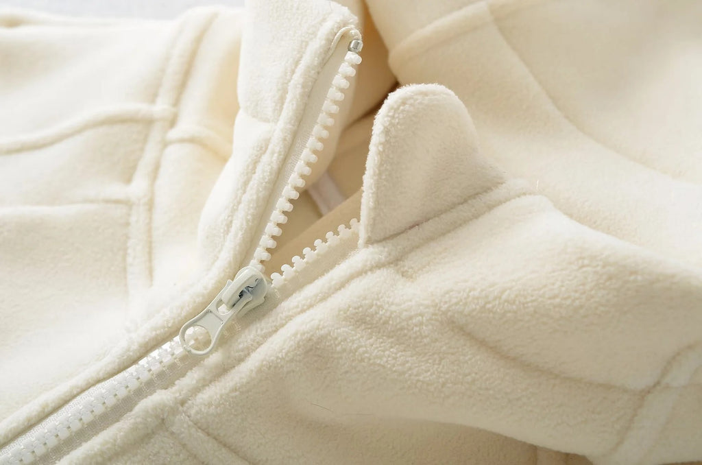 SOFT GIRL ERA ZIP UP HOODIE  - CREAM