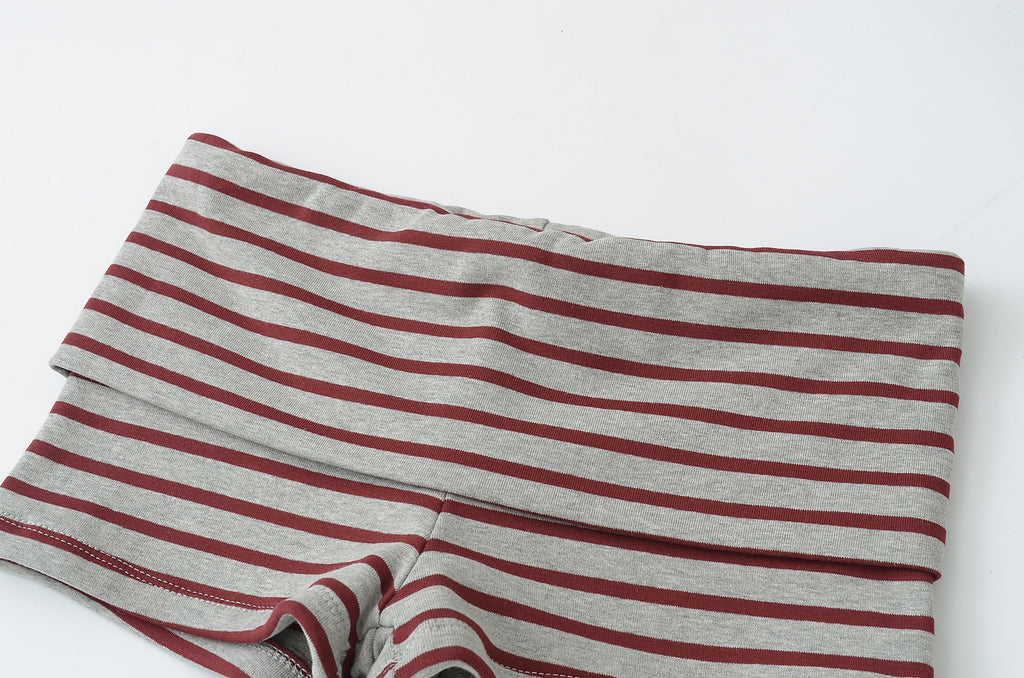 BONNIE STRIPED FOLDOVER WAIST SHORT - RED