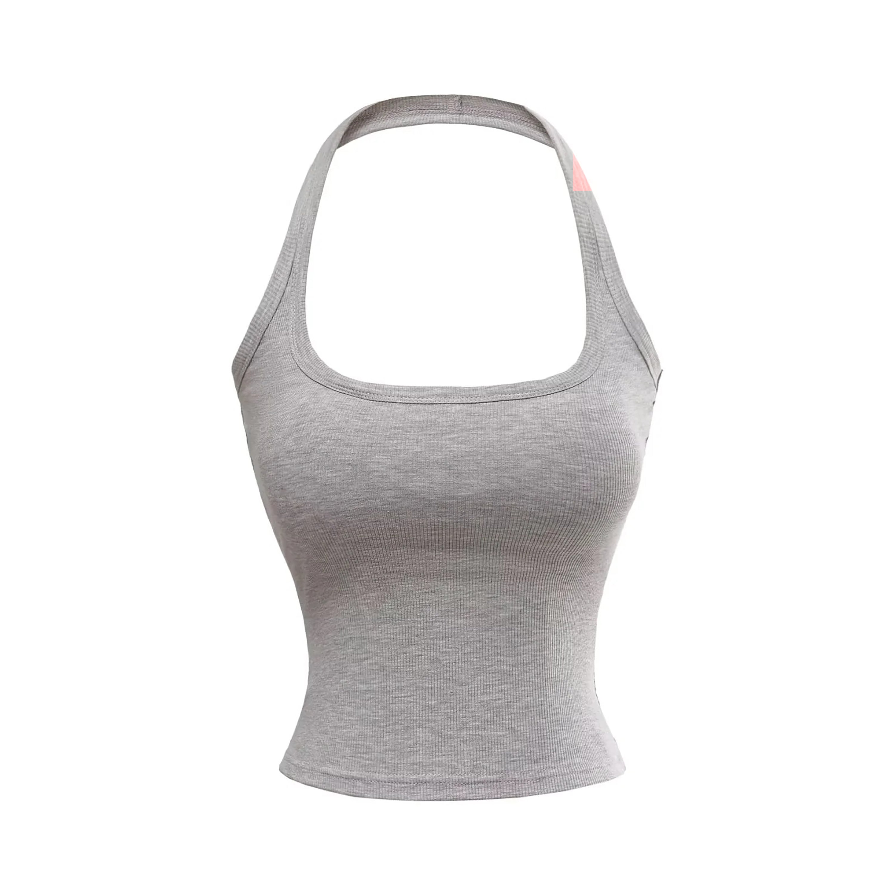 KAIA HALTER TANK TOP - WHITE / GRAY / BLACK