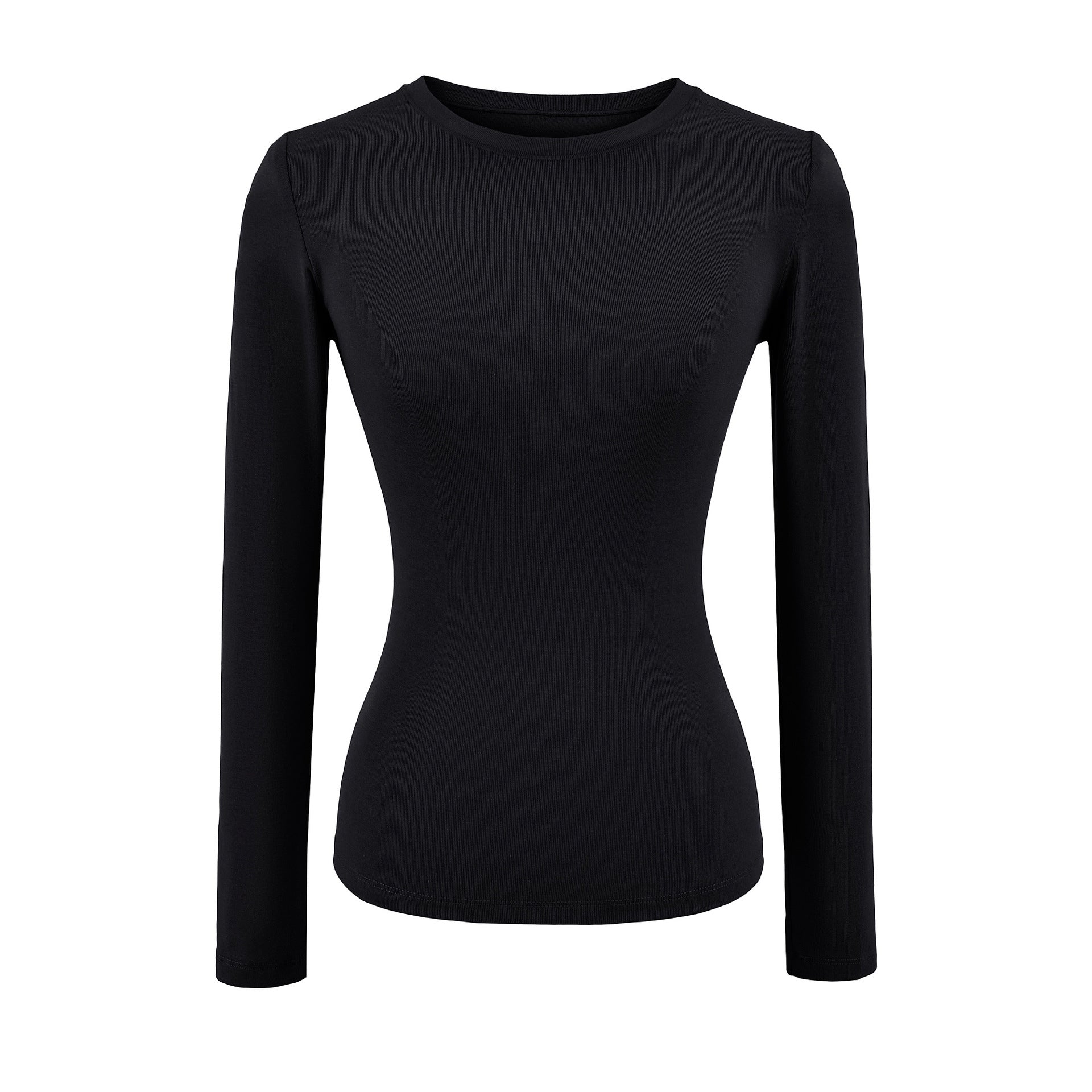 ALYSSA BASIC LONG SLEEVE TOP - BLACK