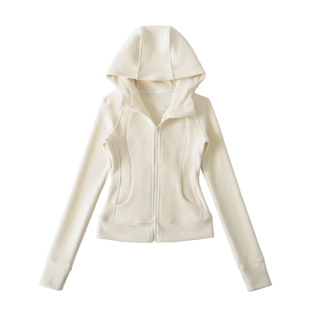 SOFT GIRL ERA ZIP UP HOODIE  - CREAM