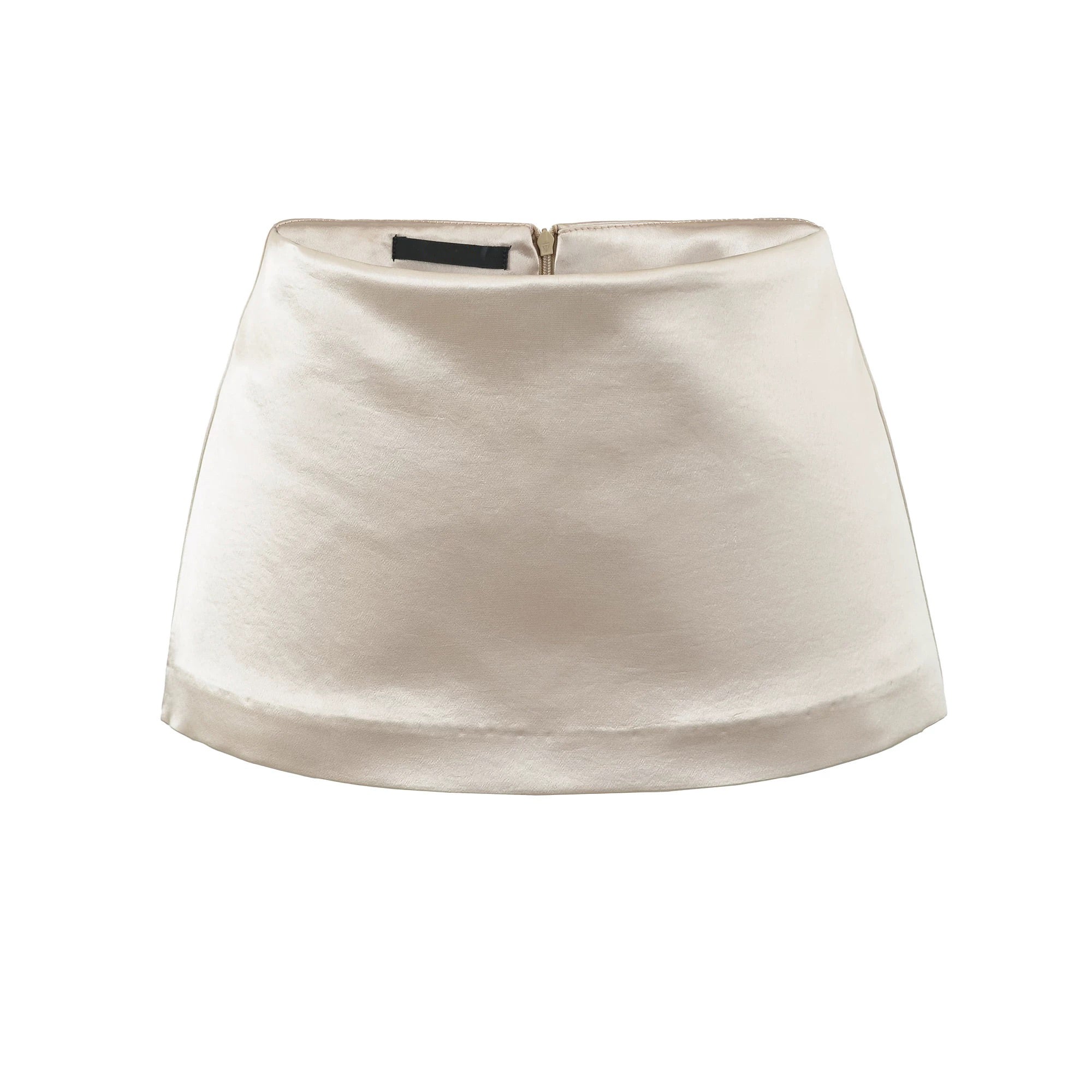 LORA SATIN LOW RISE MINI SKIRT - CHAMPAGNE