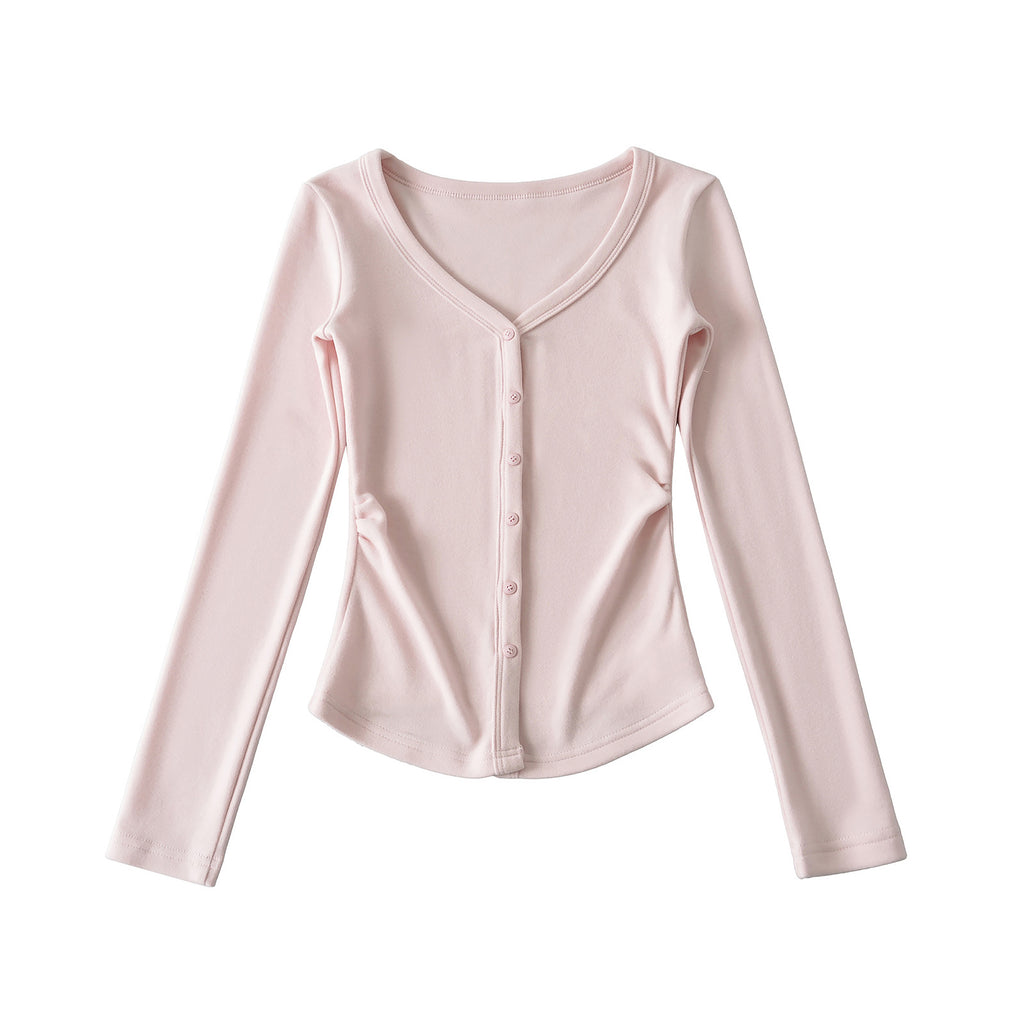 TOO SWEET BUTTON UP CARDIGAN TOP - SOFT PINK