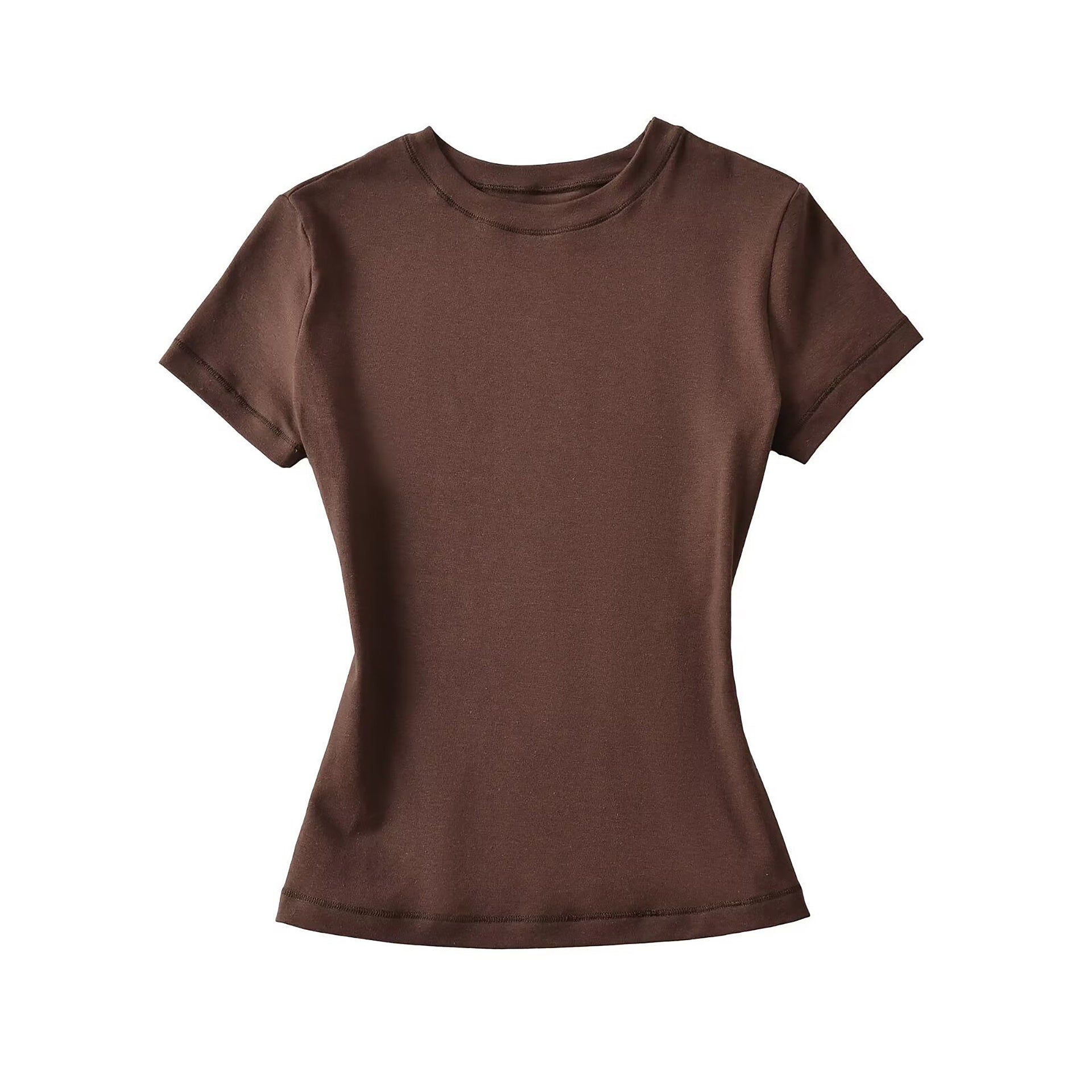 MY EVERYDAY BASIC SHORT SLEEVE TOP - DARK BROWN