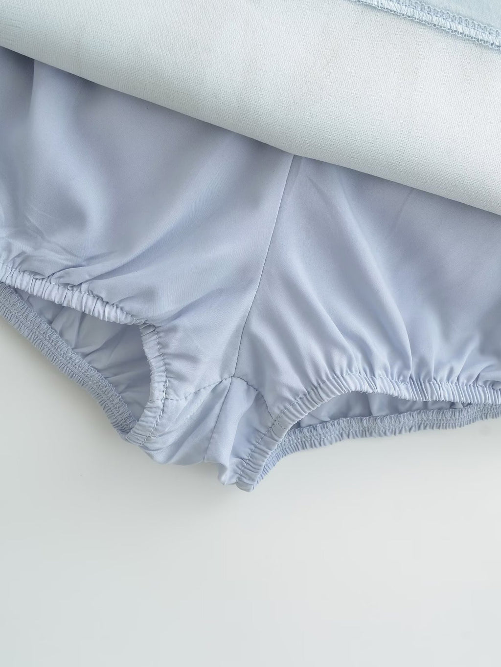 LORA SATIN LOW RISE MINI SKIRT - ICE BLUE / SILVER GRAY