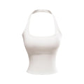 KAIA HALTER TANK TOP - WHITE / GRAY / BLACK