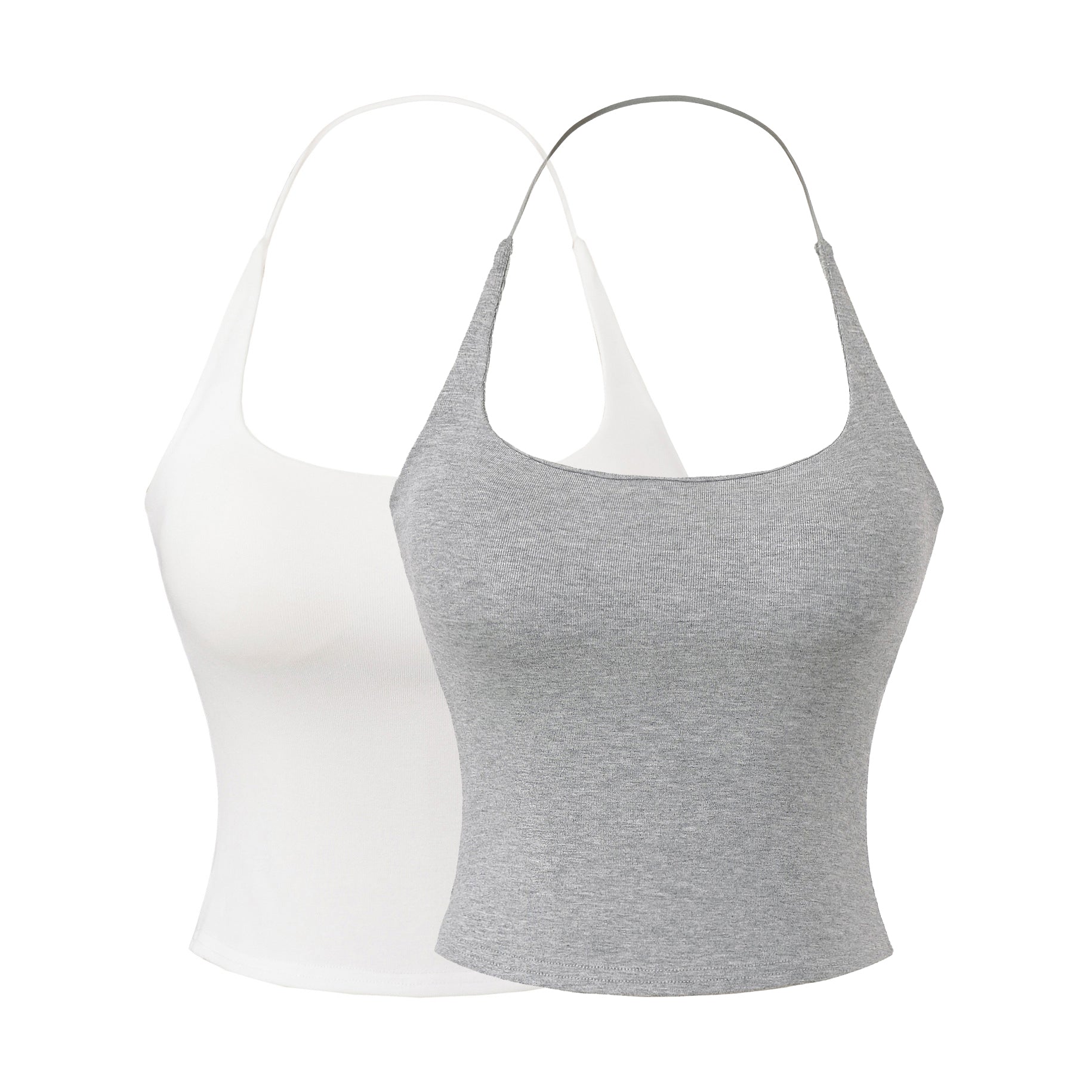 LILY BACKLESS TOP - WHITE / GRAY