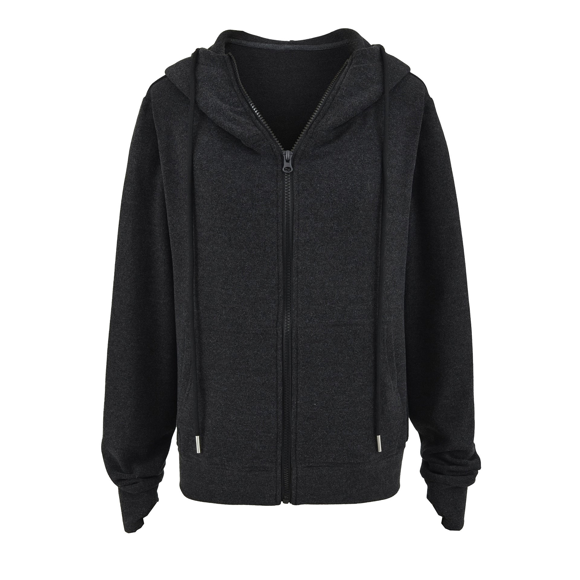 MINIMALIST FLEECE ZIP UP HOODIE - DARK GRAY