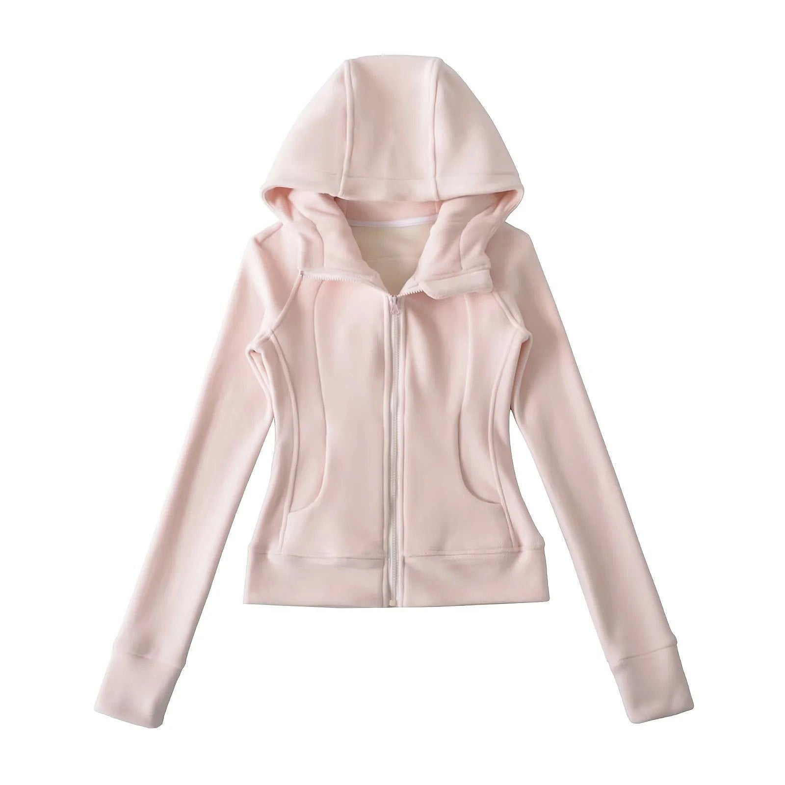 SOFT GIRL ERA ZIP UP HOODIE  - SOFT PINK