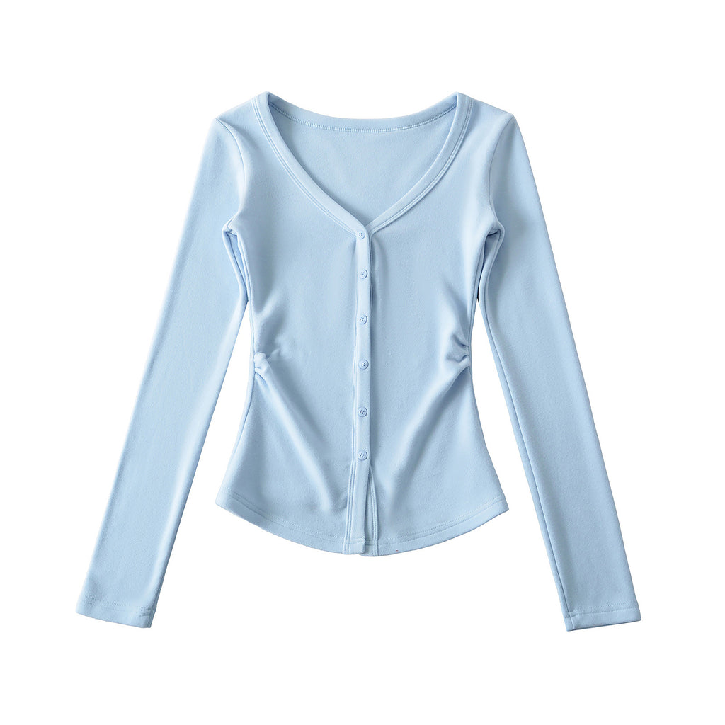 TOO SWEET BUTTON UP CARDIGAN TOP - LIGHT BLUE