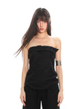 COLIN BELTED STRAPLESS TUBE TOP - BLACK