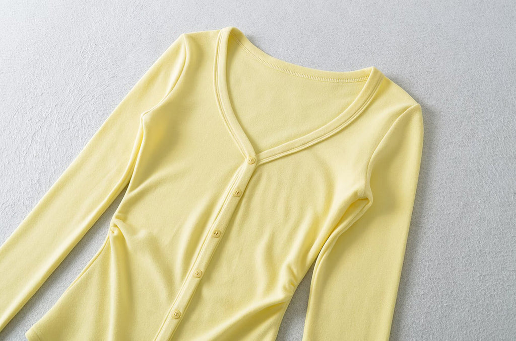 TOO SWEET BUTTON UP CARDIGAN TOP - YELLOW
