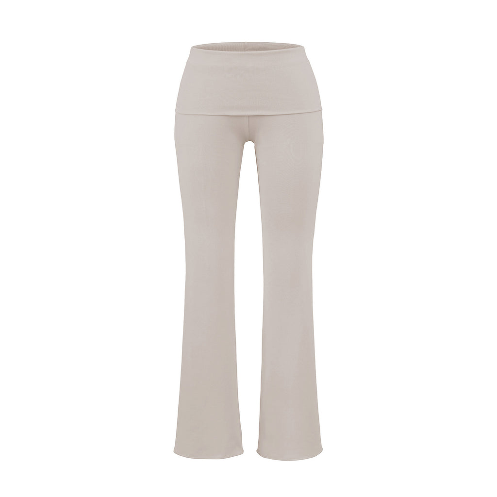 CRUSHING ON YOU FOLD OVER PANT - STONE / MOCHA BROWN