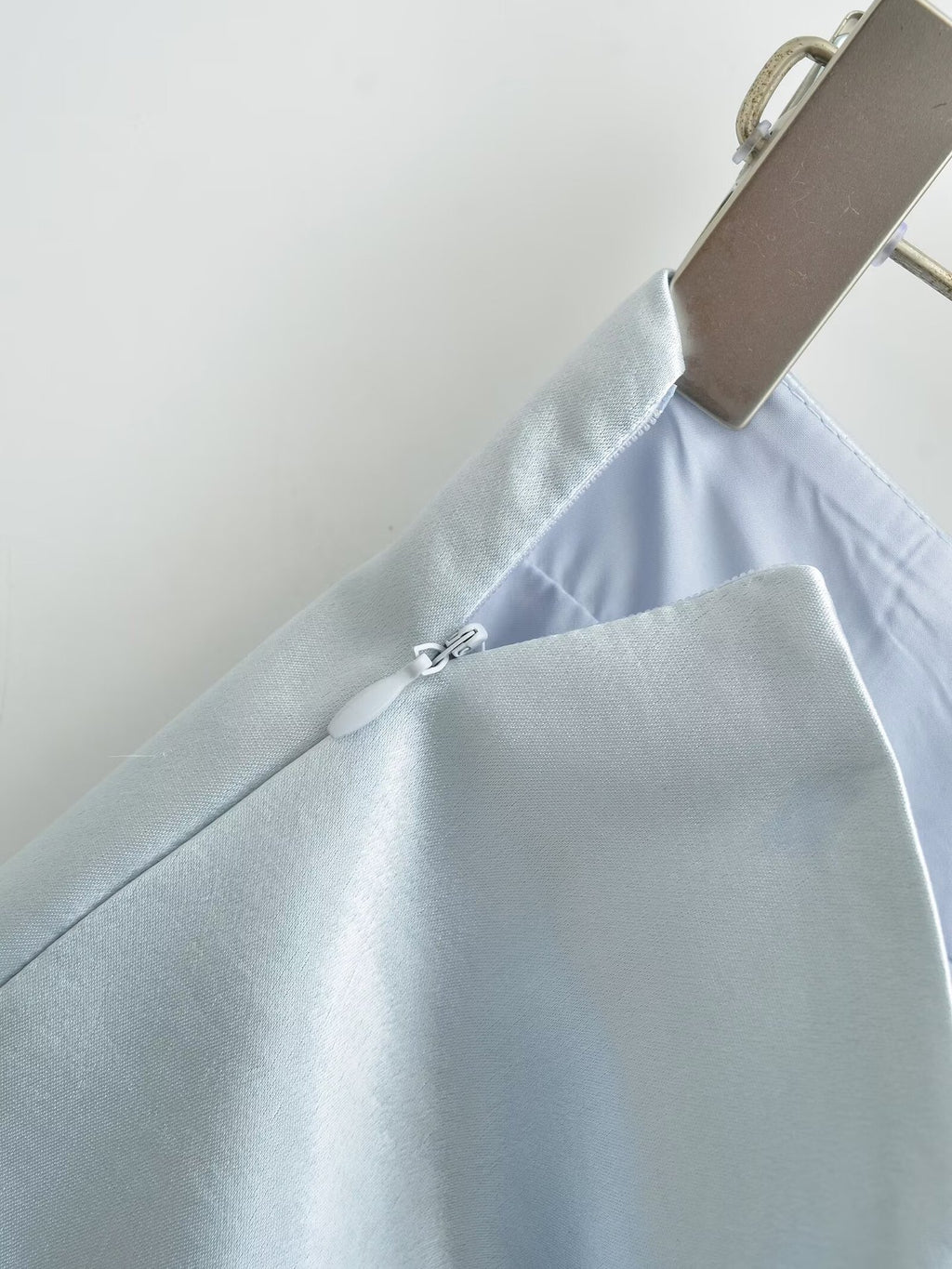 LORA SATIN LOW RISE MINI SKIRT - ICE BLUE / SILVER GRAY