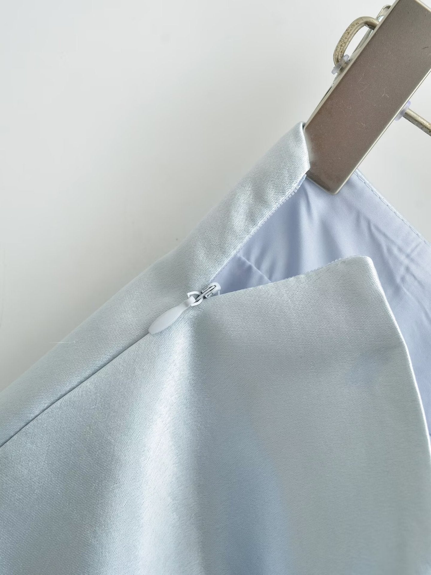 LORA SATIN LOW RISE MINI SKIRT - ICE BLUE / SILVER GRAY