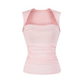 DIA SQUARE NECK SLEEVELESS TOP - PINK