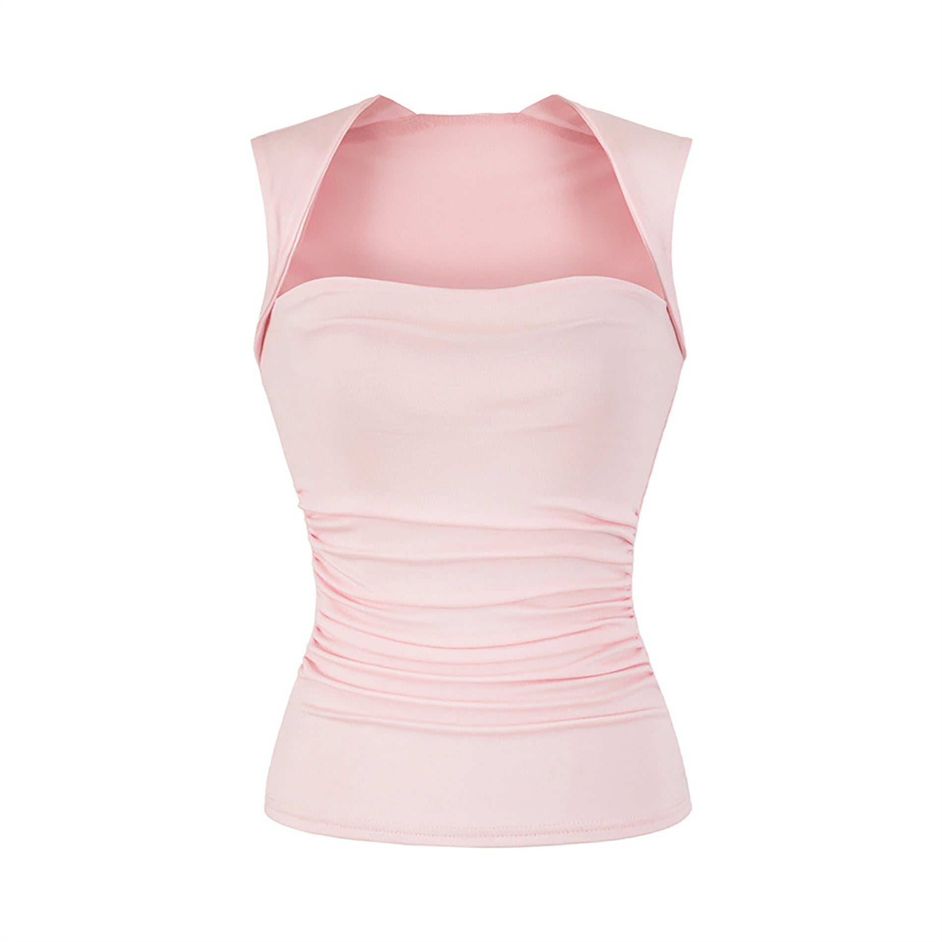 DIA SQUARE NECK SLEEVELESS TOP - PINK