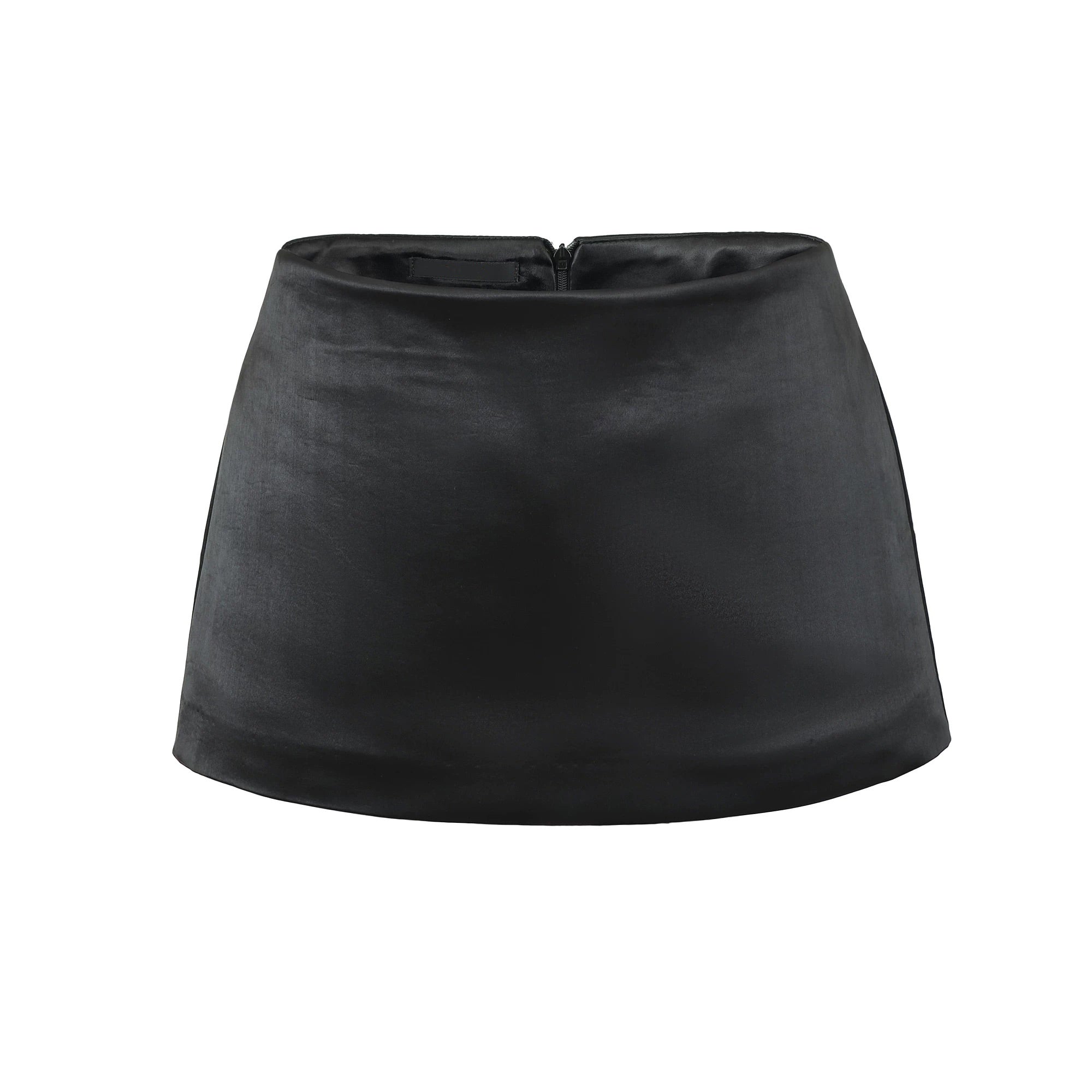 LORA SATIN LOW RISE MINI SKIRT - BLACK