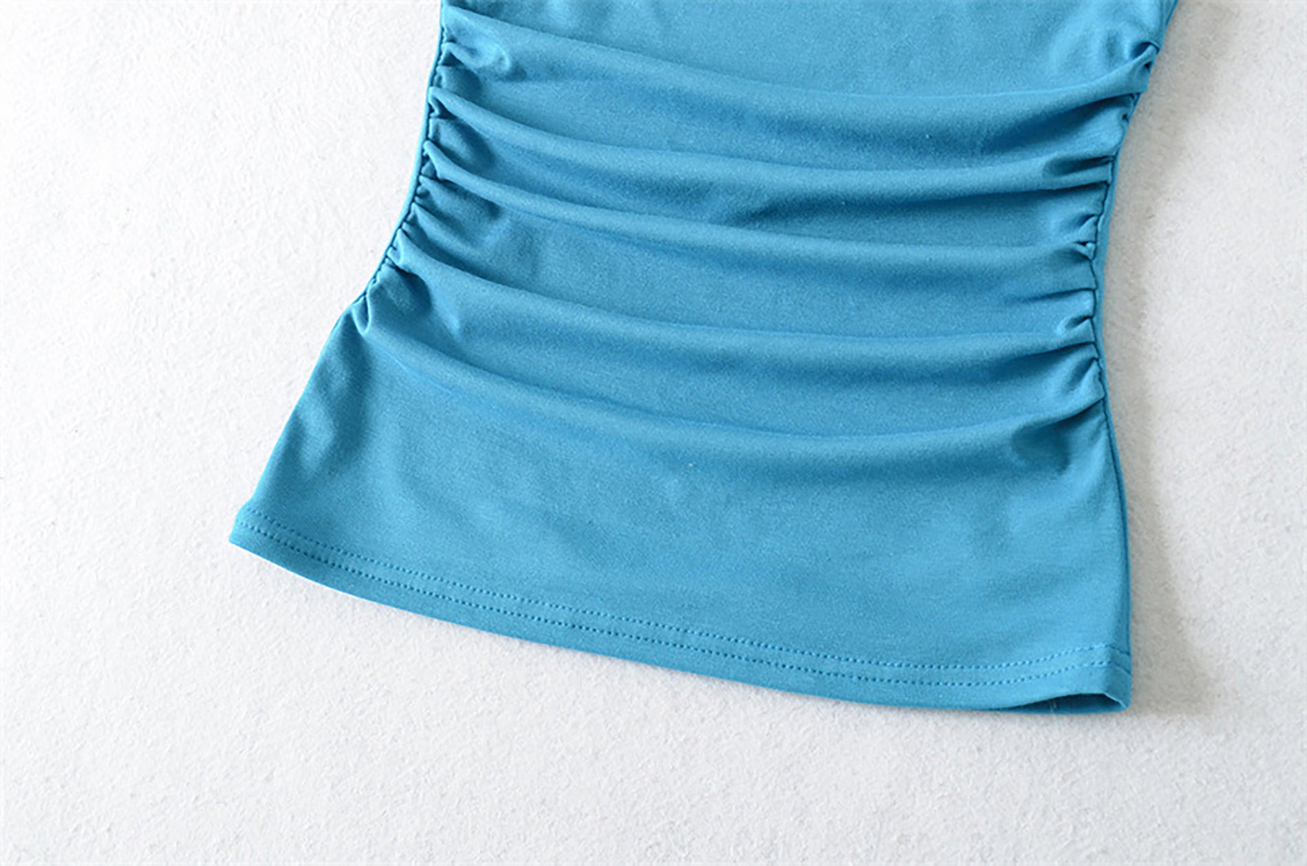 DIA SQUARE NECK SLEEVELESS TOP - TEAL BLUE