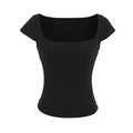 JENNY SQUARE NECK TOP - BLACK