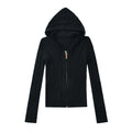 BELLA KNIT ZIP UP HOODIE - BLACK