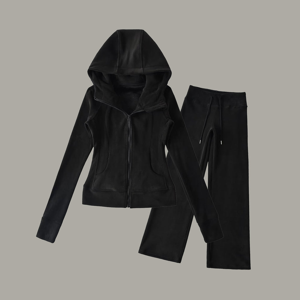 SOFT GIRL ERA TRANK PANT SET - BLACK