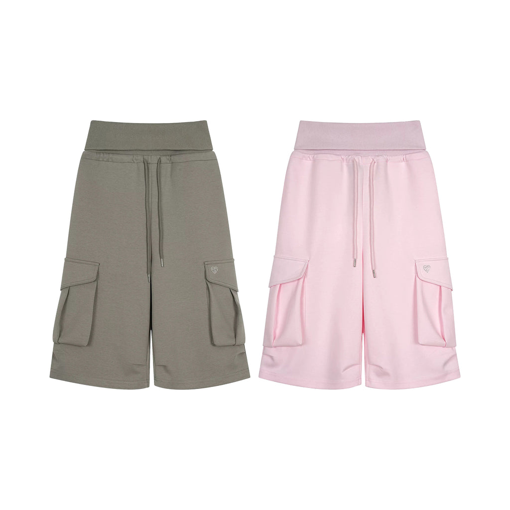 GISELLE FOLD OVER CROPPED TROUSER - PINK / SAGE GREEN